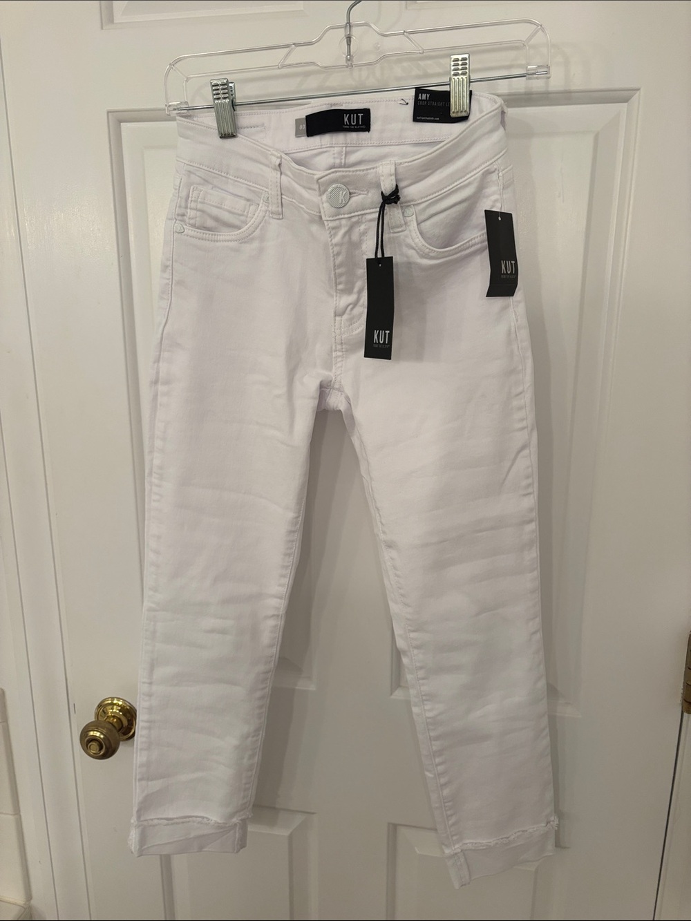 Kut from the Kloth Women's White Ankle Crop Slim Jeans